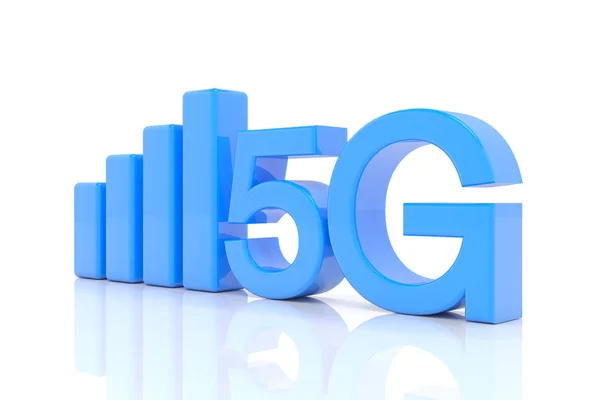 Rendering 3d della veloce rete mobile 5G - blu — Foto Stock