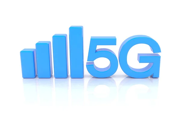 3D візуалізація мобільної мережі 5G - синій — стокове фото