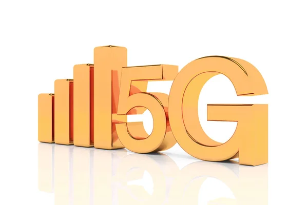 3D renderização da rede móvel rápida 5G - ouro — Fotografia de Stock