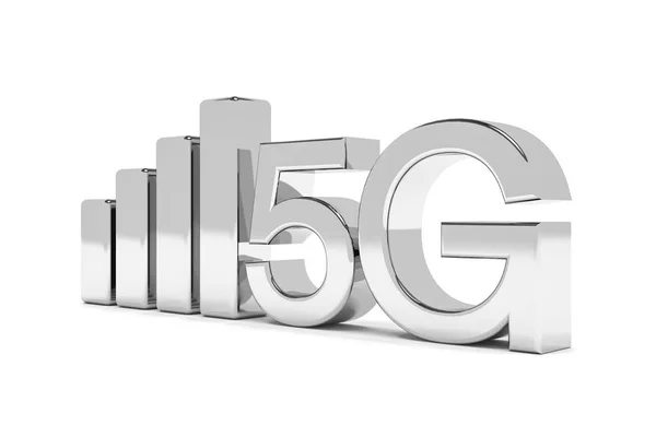 3D renderização da rede móvel rápida 5G - prata — Fotografia de Stock