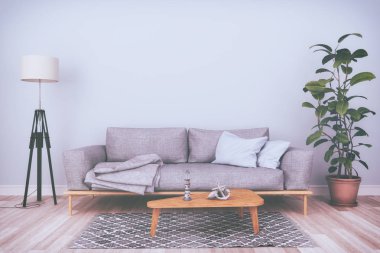 3d render - Bir kanepe ile Bir İskandinav oturma odası Nın Iç -