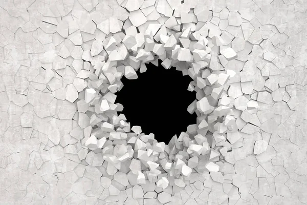 3D απόδοση τρύπας σε σπασμένο τοίχο — Φωτογραφία Αρχείου