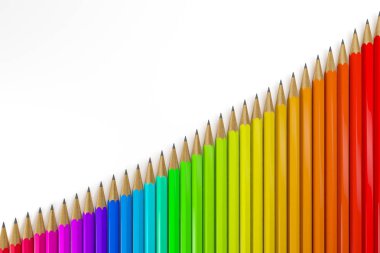 Birçok renkli kalemler 3d render