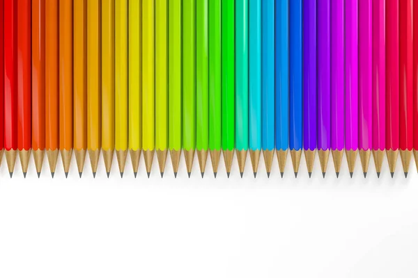 3D візуалізація багатьох барвистих олівців — стокове фото