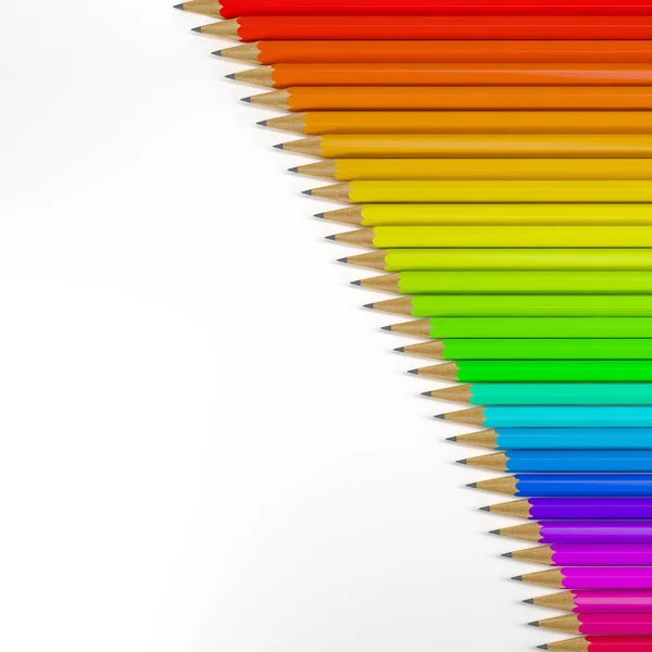 Renderowanie 3D wielu kolorowych ołówków — Zdjęcie stockowe