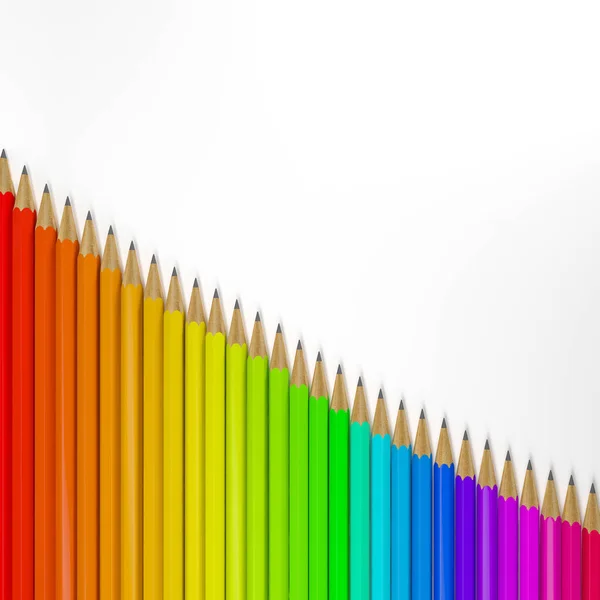 Renderowanie 3D wielu kolorowych ołówków — Zdjęcie stockowe