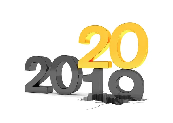 3d 渲染的数字 2019 和 20 在黑色和金色在惠特 — 图库照片