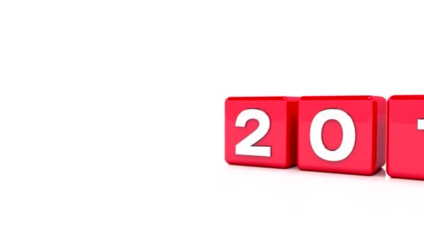 Animación Vídeo Cubos Rojos Con 2019 Sobre Fondo Blanco Representa — Vídeo de stock