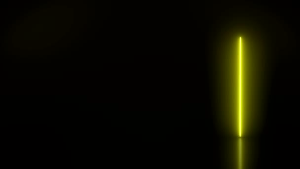 Yansıyan Zeminüzerinde Sarı Parlayan Dikey Neon Çizgilervideo Animasyon Soyut Arka — Stok video