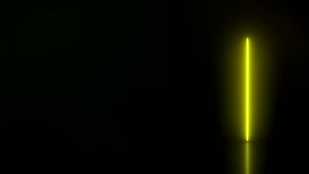 Video Animation Glowing Vertical Neon Lines Green Yellow Reflecting Floor — Stock Video