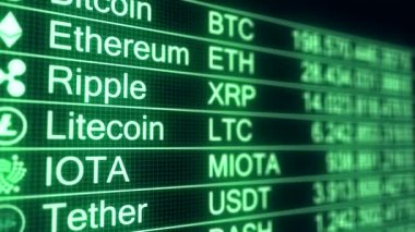 koyu arka plan üzerinde yeşil kripto para kavramının video animasyon - Dijital para birimi - Cryptocurrency