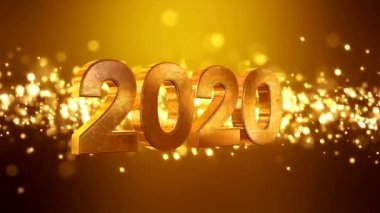 Altın arka plan ve numaraları 2020 üzerinde noel altın ışık parlaklık parçacıkları bokeh Video animasyon - tatil konsepti yeni yıl temsil eder