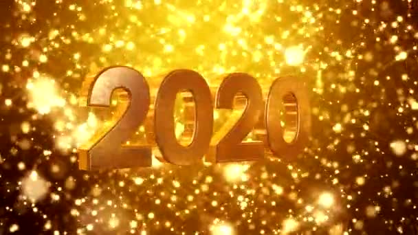 圣诞金光闪耀粒子散景在金色背景和数字2020的视频动画 代表新的一年 假期概念 — 图库视频影像