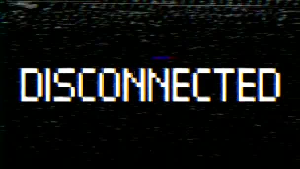 Animación Vídeo Una Pantalla Monitor Con Ruido Mensaje Error Desconectado — Vídeos de Stock