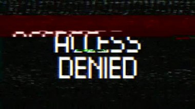 Gürültü ve ileti erişimi ile bir monitör ekranının video animasyon reddedildi. Glitch etkisi ile oluşturulur. Soyut arka plan.