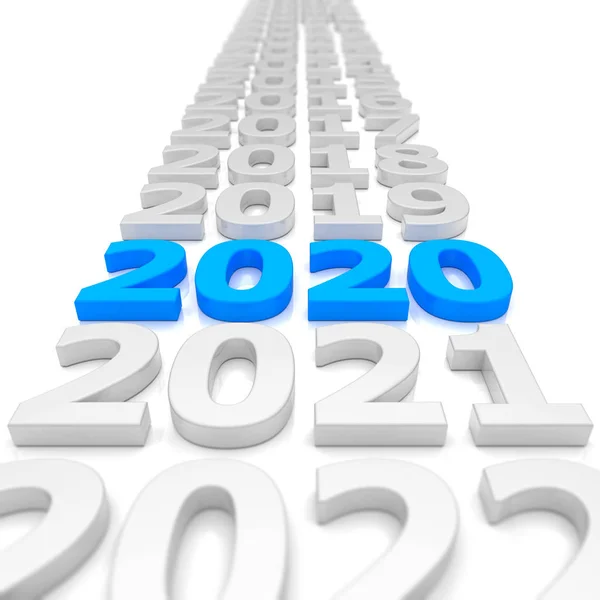 3d render - new year 2020 timeline concept - blue — Stock Photo, Image