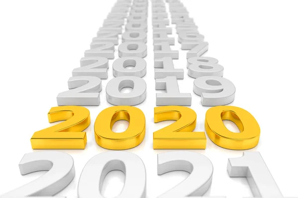 3d render - new year 2020 timeline concept - gold — Stock Photo, Image