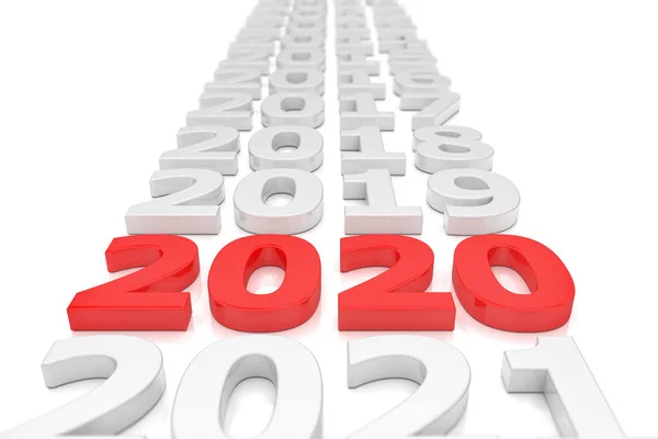 3d render - new year 2020 timeline concept - red — Stock Photo, Image