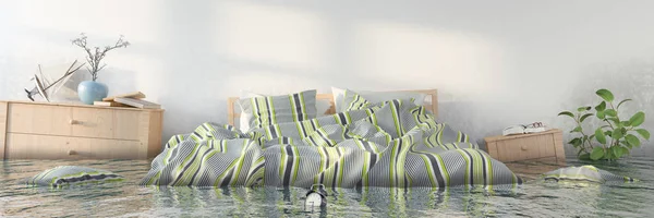 3d render - Dañador de agua - Dormitorio escandinavo — Foto de Stock