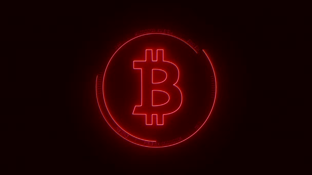 Відео Анімація Логотипу Bitcoin Червоному Ефектом Глюка Цифрова Валюта Криптовалюта — стокове відео