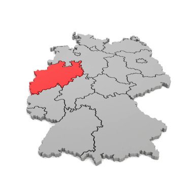 3d render - german map with regional boarders and the focus to N clipart