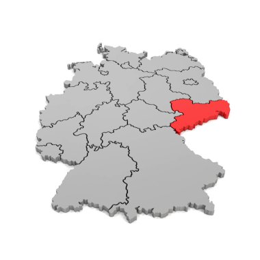 3d render - german map with regional boarders and the focus to S clipart