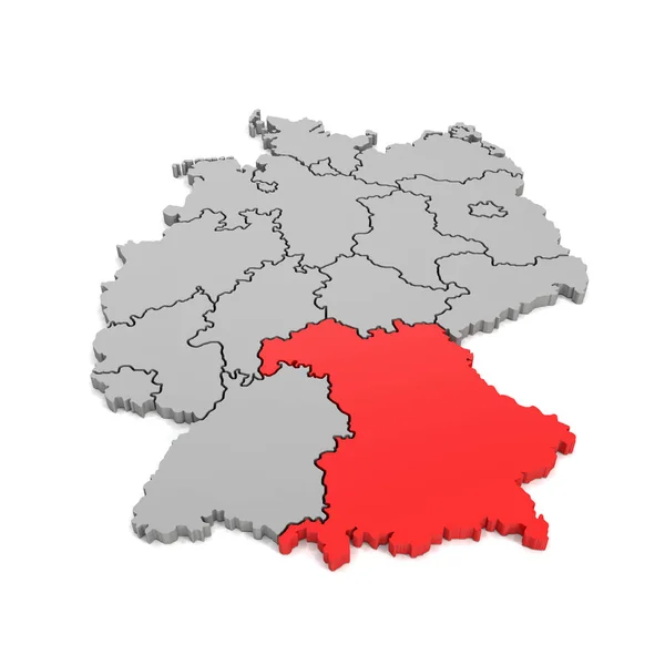 3d render - mapa alemán con fronteras regionales y el enfoque a B — Foto de Stock