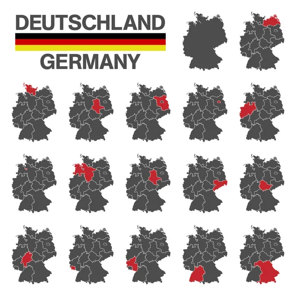 Bölgesel yatılı ile Alman haritası - federal devletler — Stok fotoğraf
