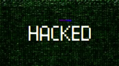 Gürültü ve mesaj kesmek ile bir monitör ekranının video animasyon. Glitch etkisi ile oluşturulur. Soyut arka plan.