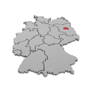 3d render - german map with regional boarders and the focus to Berlin clipart