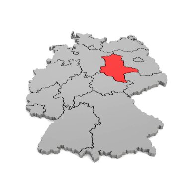 3d render - german map with regional boarders and the focus to Saxony-Anhalt clipart