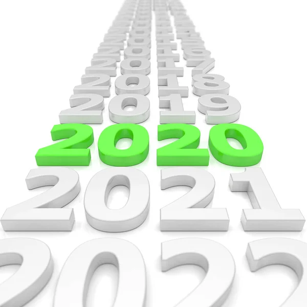 3d render - new year 2020 timeline concept - green — Stock Photo, Image