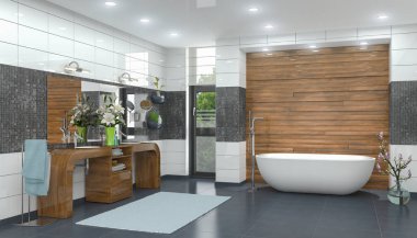 modern bir banyo 3D render