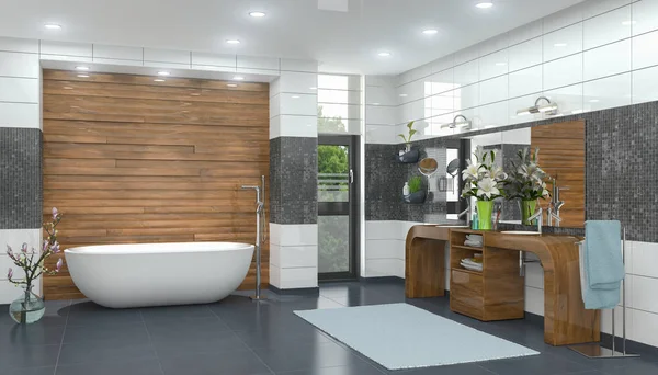 Egy modern fürdőszoba 3D render — Stock Fotó