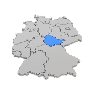 3d render - german map with regional boarders and the focus to T clipart