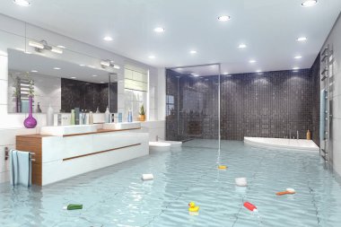 3d render - sel modern banyo banyo