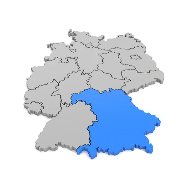 3Dレンダー - 地域のボーダーとBに焦点を当てたドイツの地図 — ストック写真