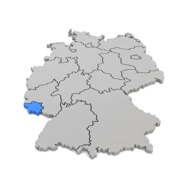 3d 渲染 - 带有区域寄宿器的德国地图和 S 的焦点 — 图库照片