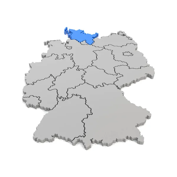 3d render - german map with regional boarders and the focus to S — Stock Photo, Image