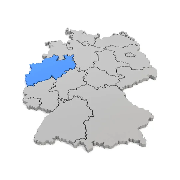 3d render - mapa alemão com pensionistas regionais e o foco para N — Fotografia de Stock