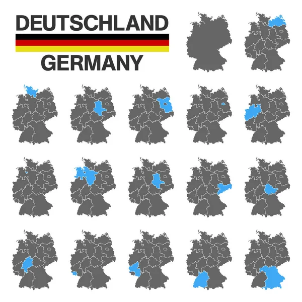 Bölgesel yatılı ile Alman haritası - federal devletler — Stok fotoğraf