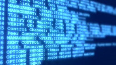 Vpn günlük iletisi olan bir ekran görüntüsü canlandırması - soyut arkaplan