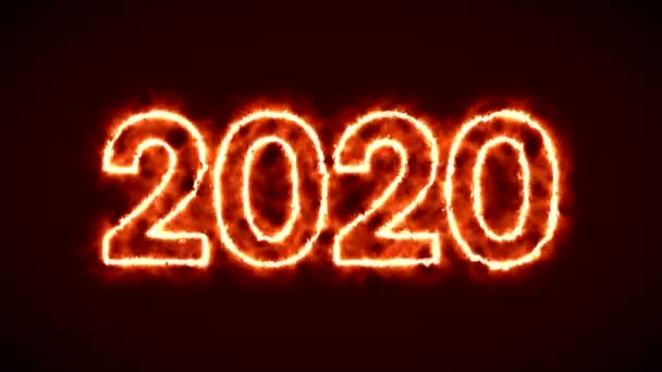 Animación Vídeo Fuego Abstracto Los Números 2000 2020 Representa Nuevo — Vídeos de Stock