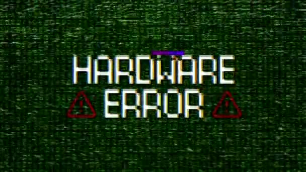 Video Animation Monitor Screen Noise Message Hardware Error Generated Glitch — Stock Video