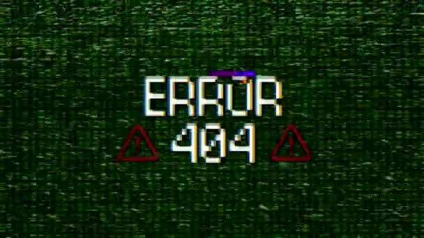 Video Animation Monitor Screen Noise Message Error 404 Generated Glitch — Stock Video