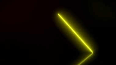 Yansıyan zeminüzerinde kırmızı ve sarı parlayan dikey neon çizgilerin video animasyonu. - Soyut arka plan - lazer gösterisi