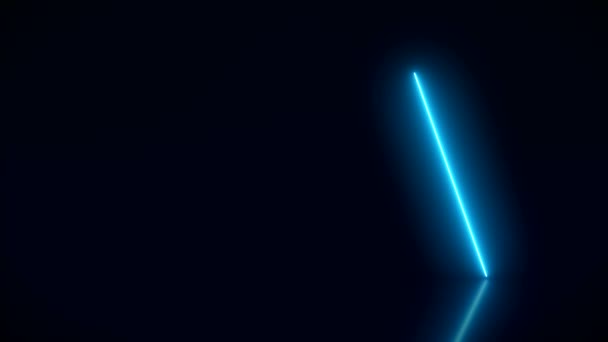 Animation vidéo de lignes fluo verticales lumineuses en bleu sur sol réfléchissant. - Fond abstrait - spectacle laser 