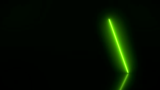 Animazione Video Cerchi Neon Incandescenti Verde Sul Pavimento Riflettente Sfondo — Video Stock