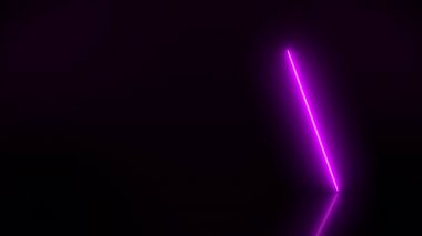 Yansıyan zeminde macentada parlayan dikey neon çizgilerin video animasyonu. - Soyut arka plan - lazer gösterisi
