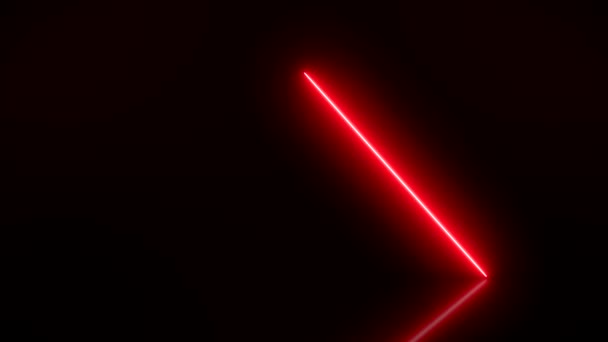 Animation vidéo de lignes fluo verticales lumineuses en rouge sur sol réfléchissant. - Fond abstrait - spectacle laser 